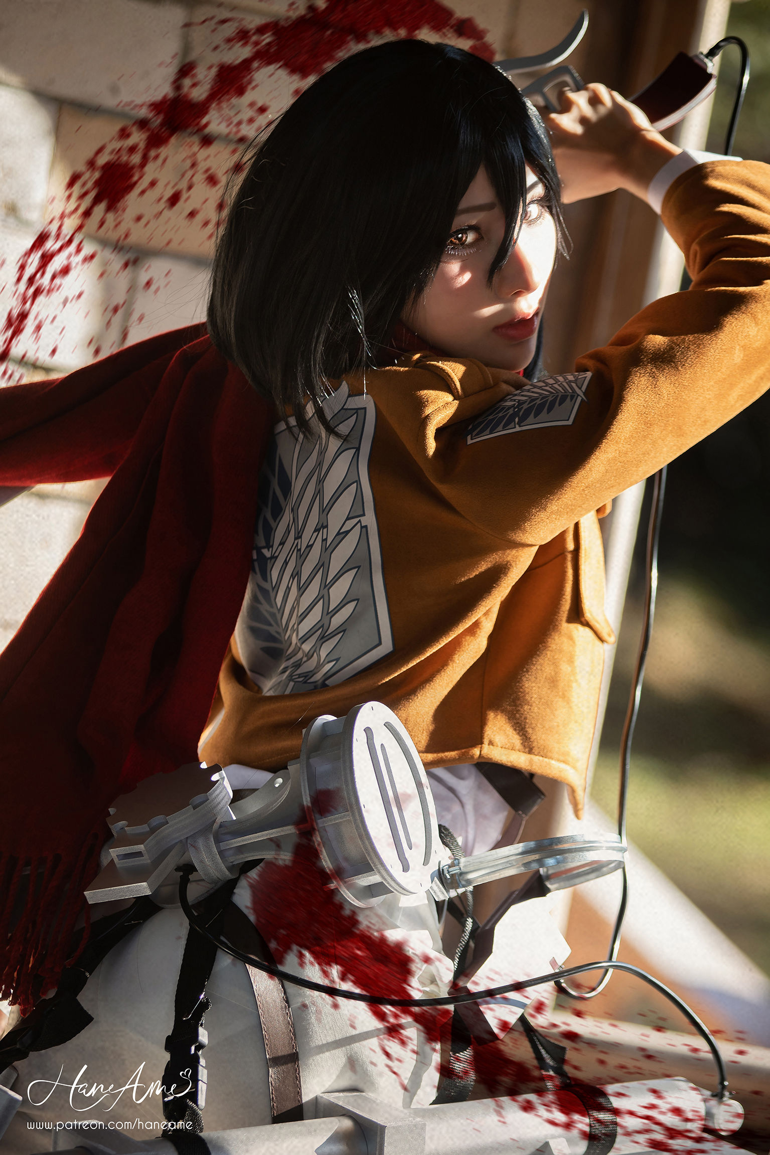 Прелестный и похотливый cosplay Mikasa Ackerman (Атака Титанов) by HaneAme в мини бикини