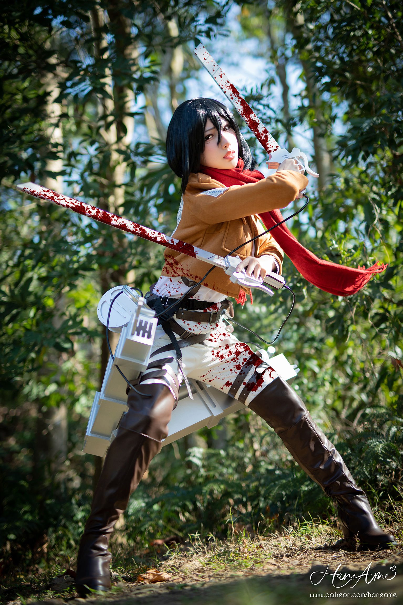 Сладострастный и пикантный cosplay Mikasa Ackerman (Атака Титанов) by HaneAme зачетные титьки