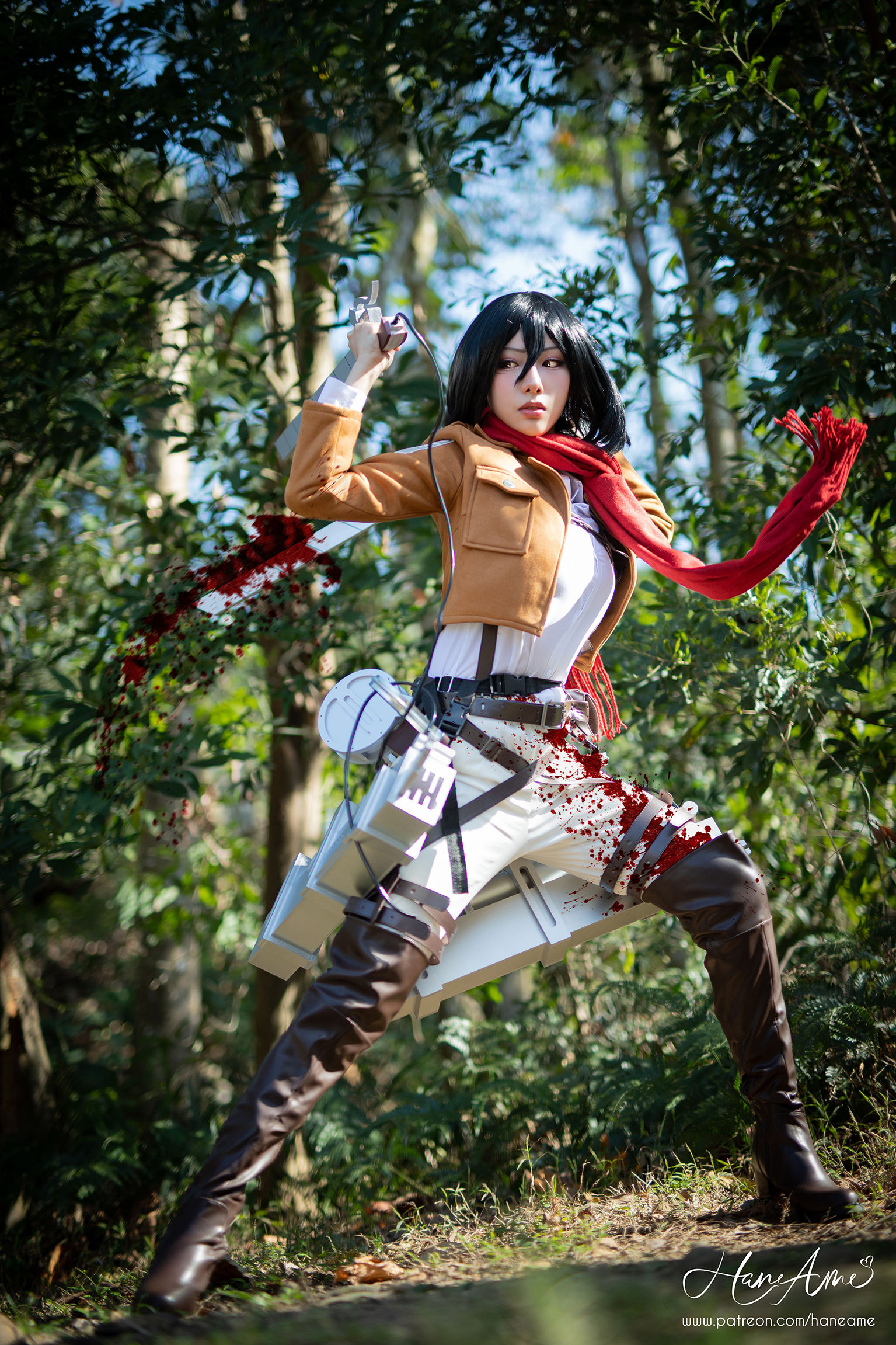 Обольстительный cosplay Mikasa Ackerman (Атака Титанов) by HaneAme porn