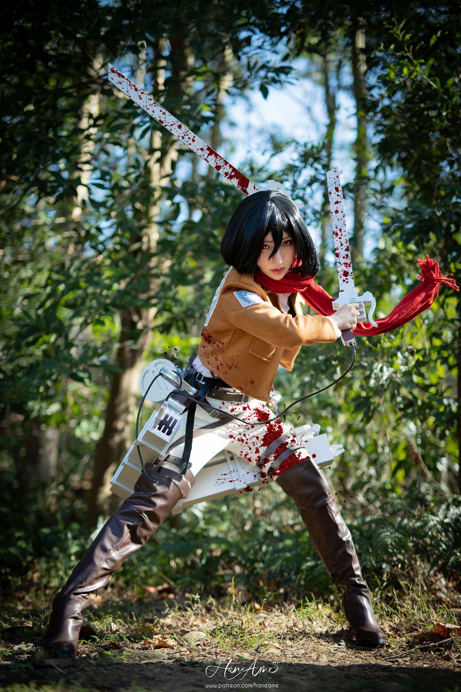 Сексапильный cosplay Mikasa Ackerman (Атака Титанов) by HaneAme чикса без комплексов