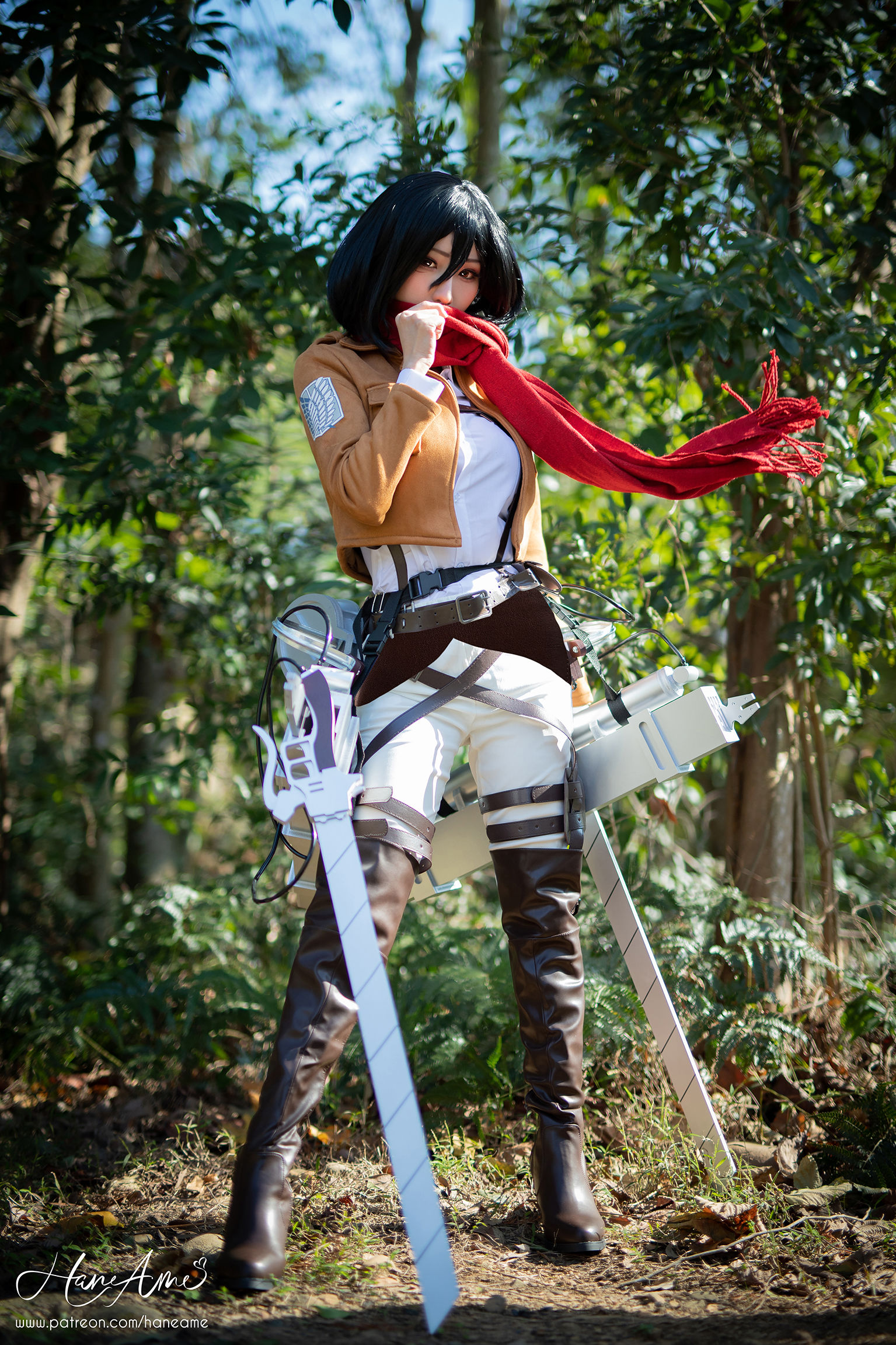 Вожделенный cosplay Mikasa Ackerman (Атака Титанов) by HaneAme leak patreon