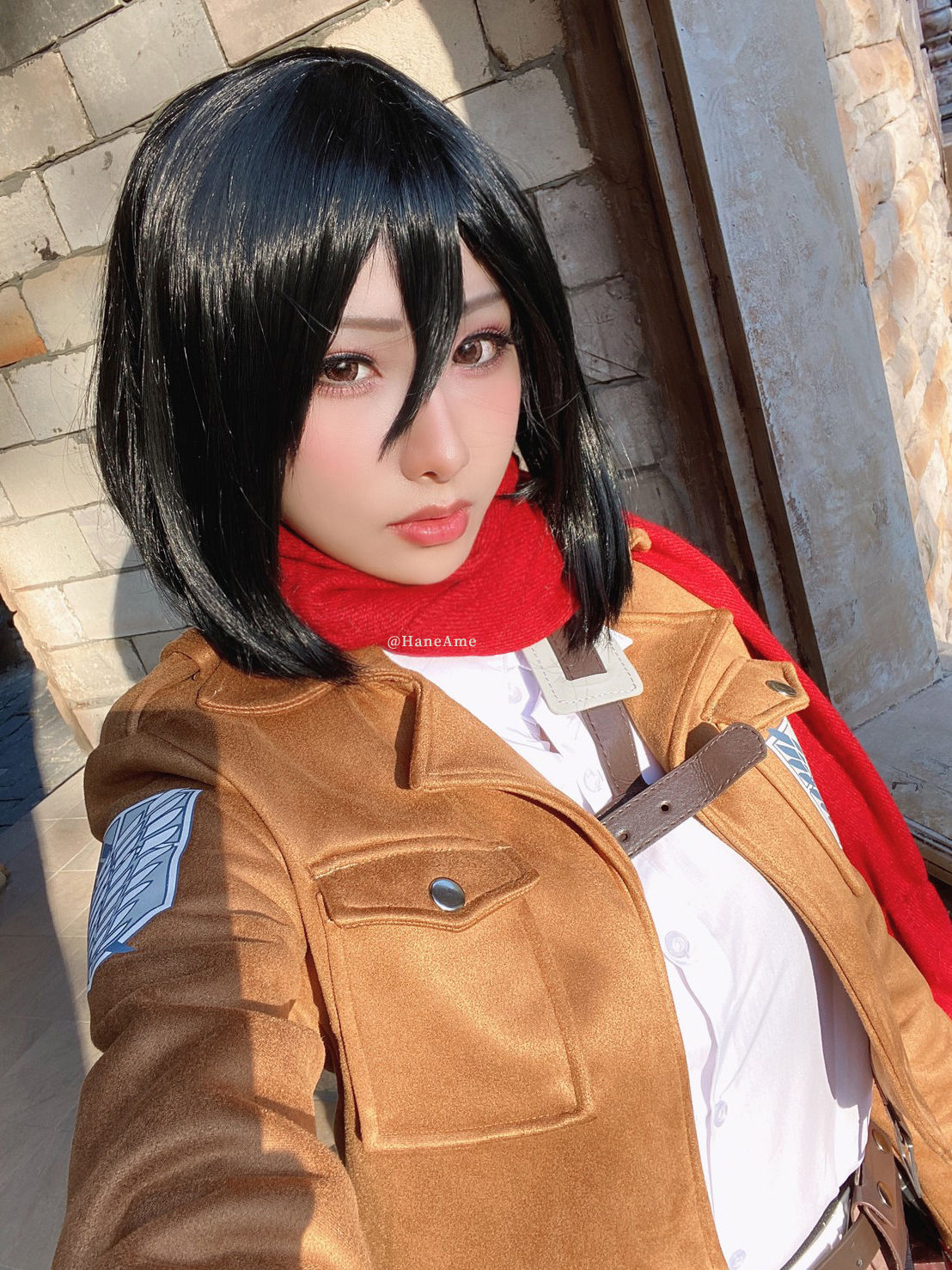 Бесстыжий cosplay Mikasa Ackerman (Атака Титанов) by HaneAme красотка показала все свои дырочки