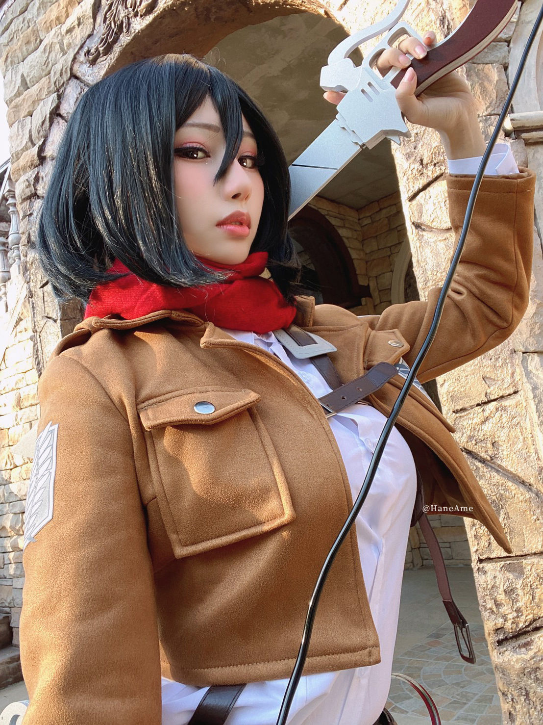 Возбуждающий cosplay Mikasa Ackerman (Атака Титанов) by HaneAme leak onlyfans