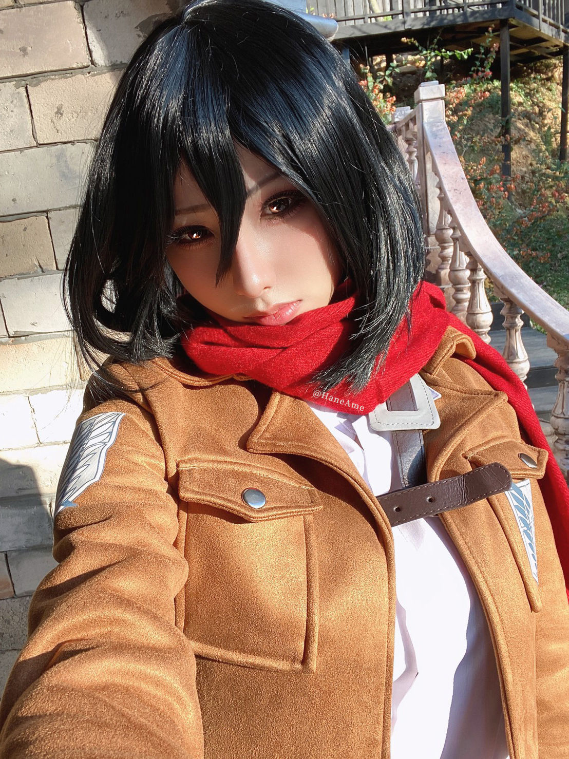 Очаровательный cosplay Mikasa Ackerman (Атака Титанов) by HaneAme leak fansly