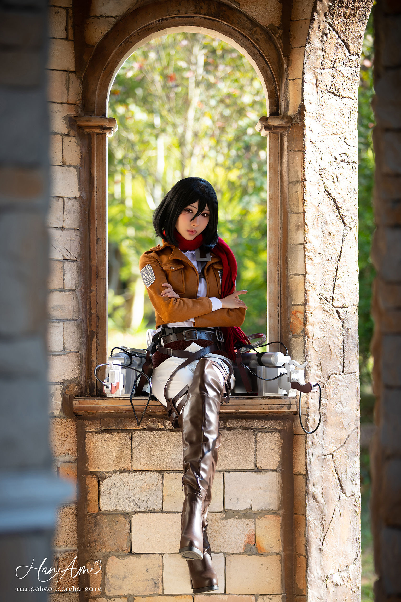 Пикантный cosplay Mikasa Ackerman (Атака Титанов) by HaneAme показала все свои прелести